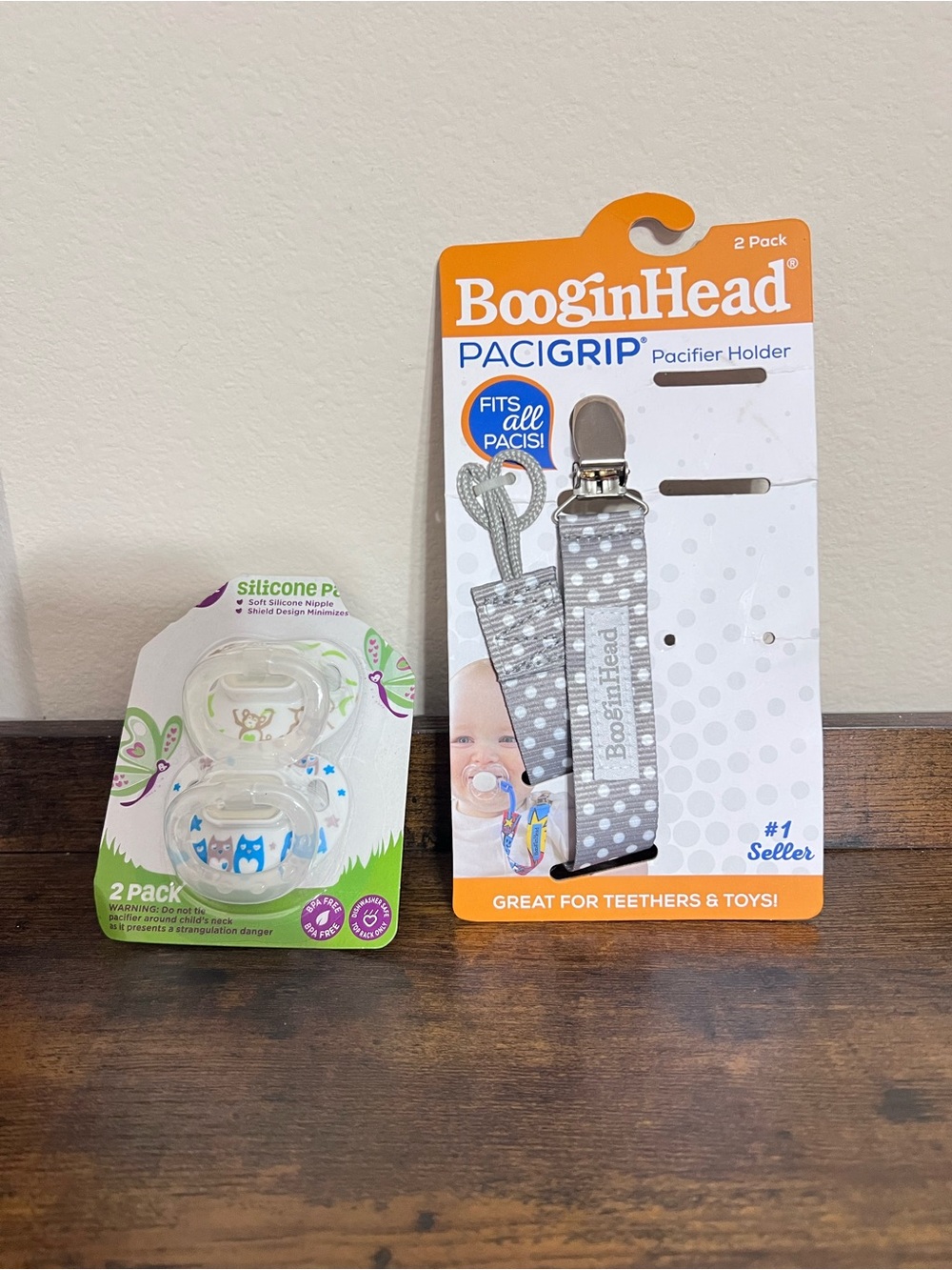Boogin Head Pacigrip Pacifier Holder For Tethers & Silicone Pacifier’s 2 Pack